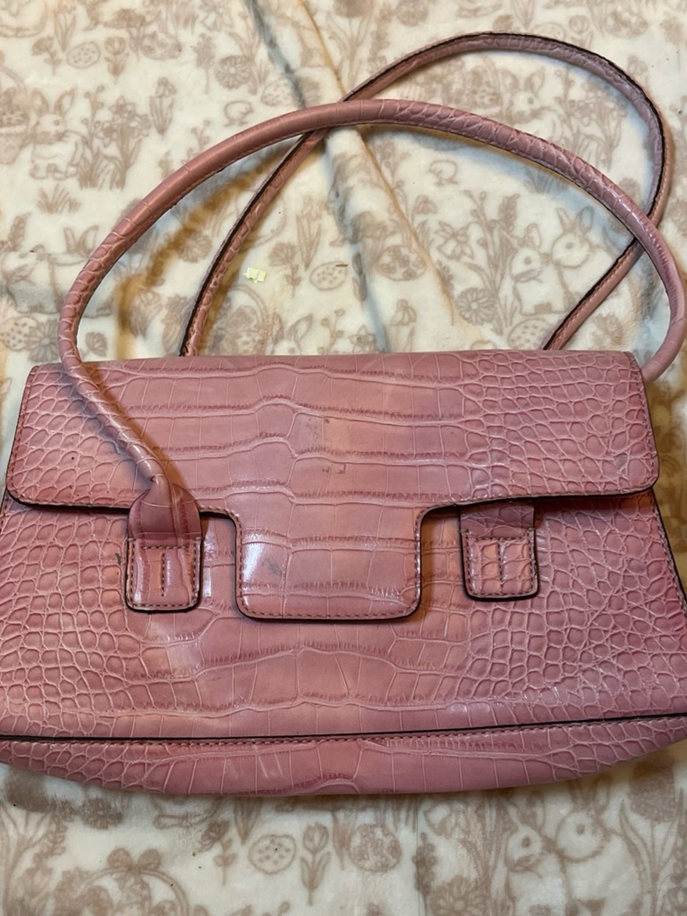 Tommy Hilfiger Croc-Embossed Shoulder Bag in Dusty Rose